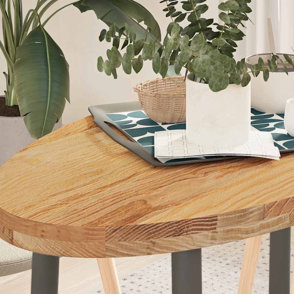 Table Top Light Brown 100x50x4 cm Solid Wood Oak Oval - All Things Good