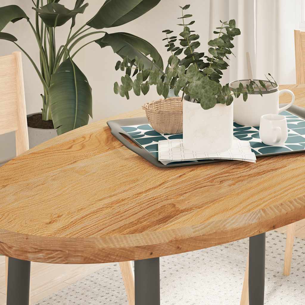 Table Top Light Brown 120x60x4 cm Solid Wood Oak Oval - All Things Good
