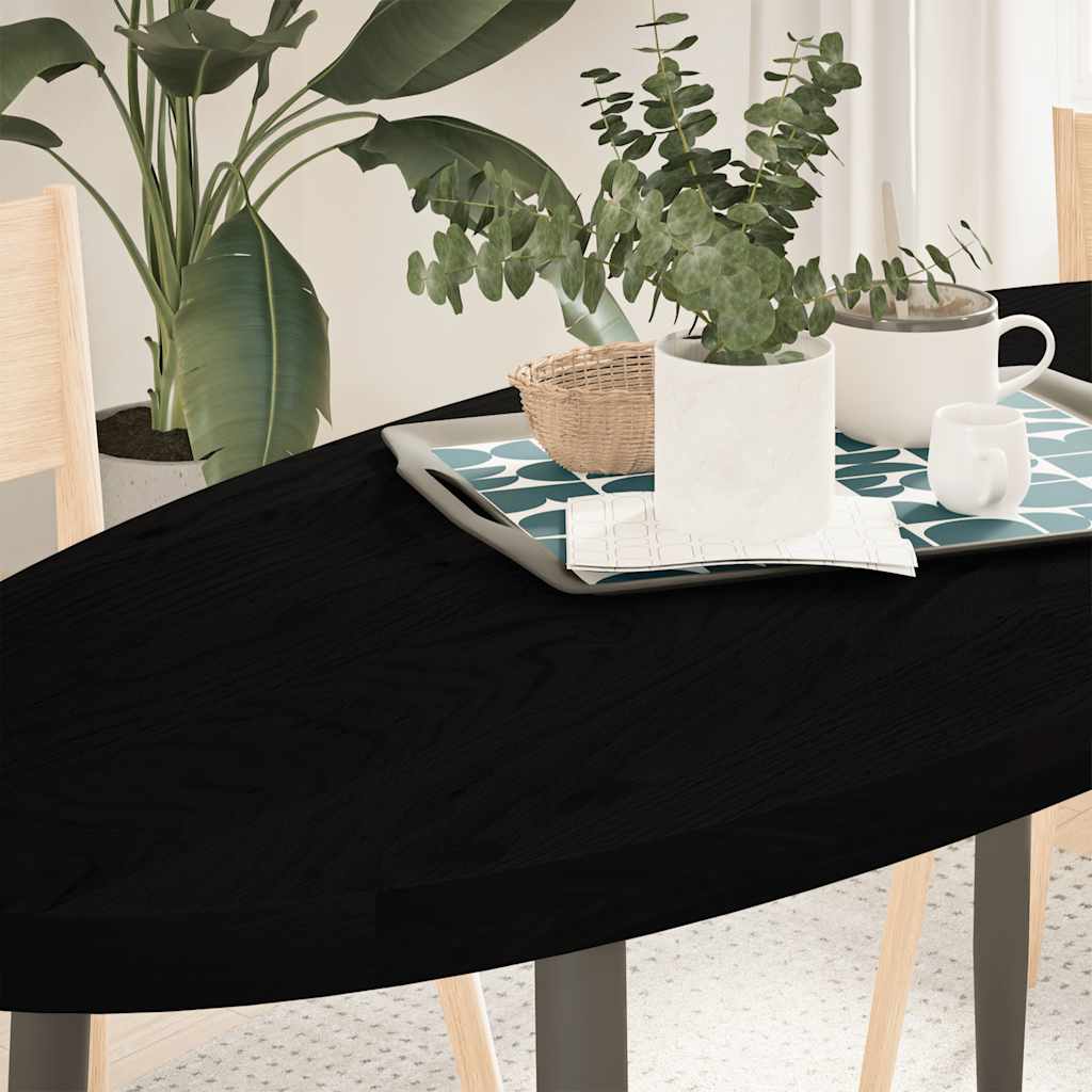 Table Top Dark Brown 140x60x4 cm Solid Wood Oak Oval - Merkel Designers