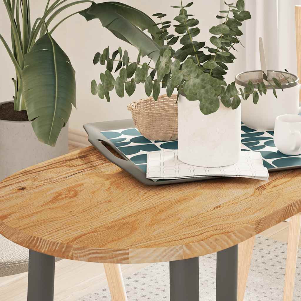 Table Top Light Brown 80x40x2 cm Solid Wood Oak Oval - Sid & Sam