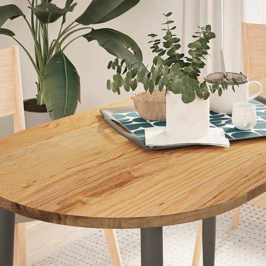Table Top Light Brown 120x60x2 cm Solid Wood Oak Oval - Discount Dealers