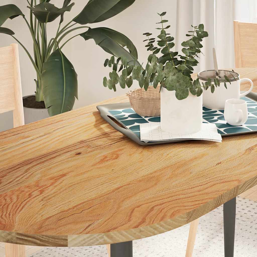 Table Top Light Brown 140x60x2 cm Solid Wood Oak Oval - Decor Base
