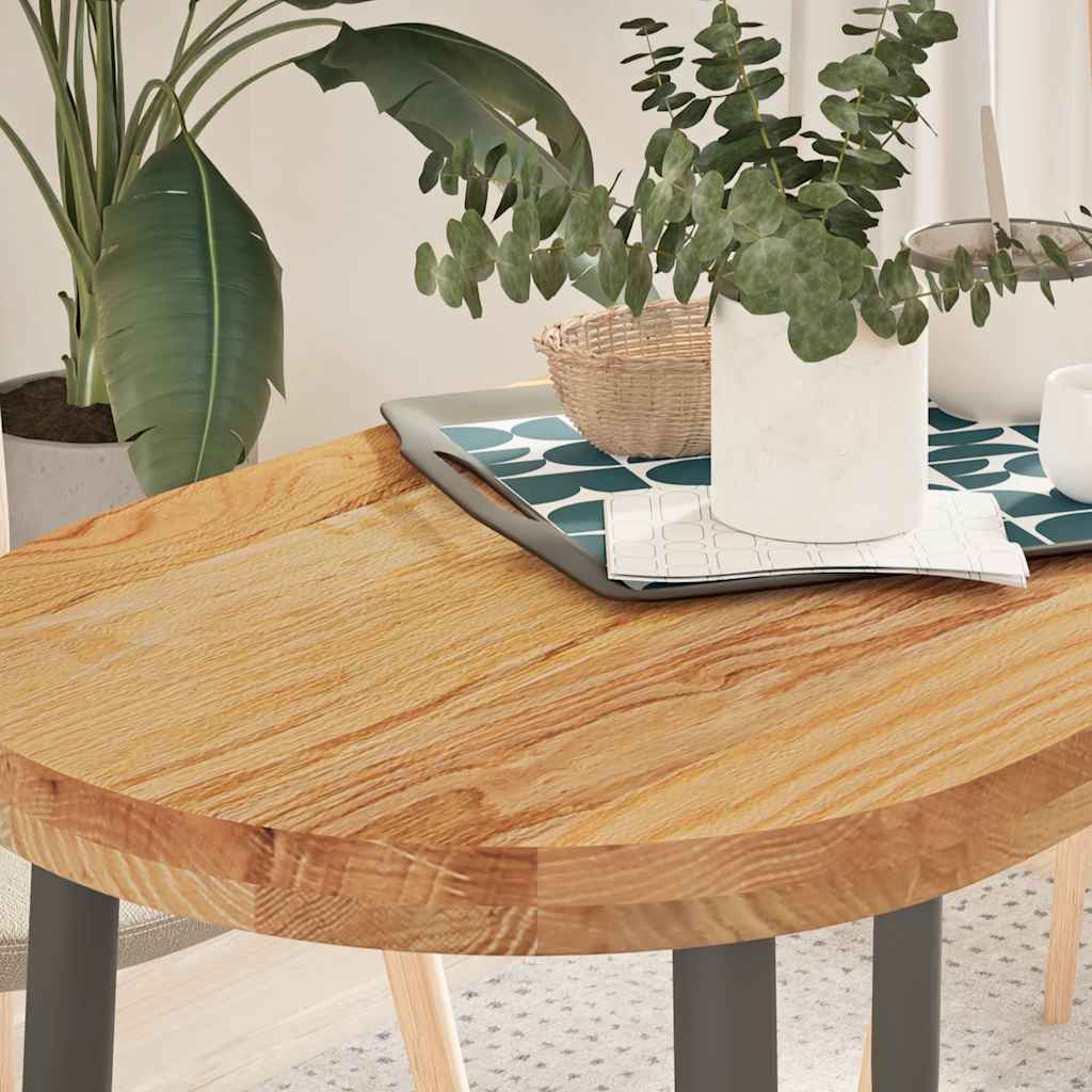 Table Top Light Brown 100x50x4 cm Solid Wood Oak Oval - Decor Base