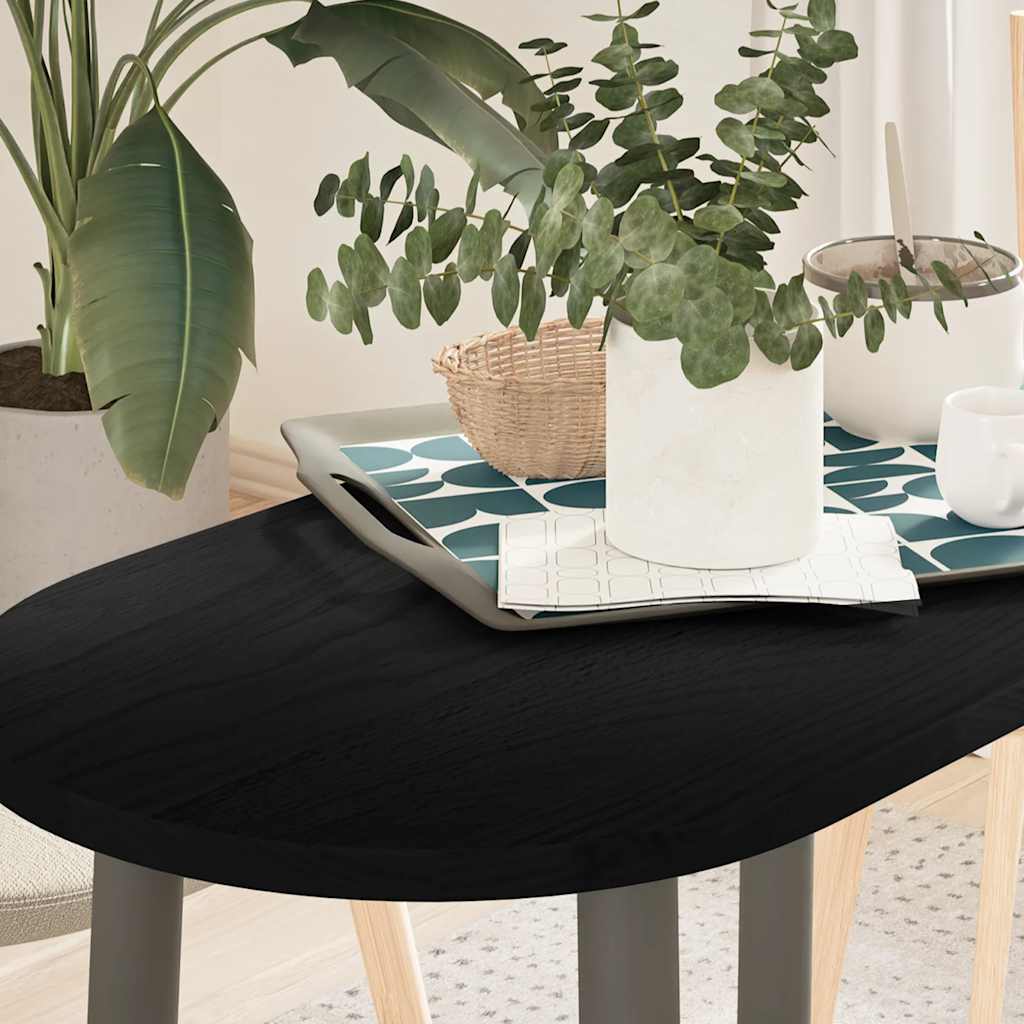 Table Top Dark Brown 80x40x2 cm Solid Wood Oak Oval - Direct Imports