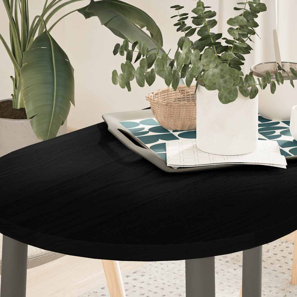 Table Top Dark Brown 100x50x2 cm Solid Wood Oak Oval - Charlotte Dunes