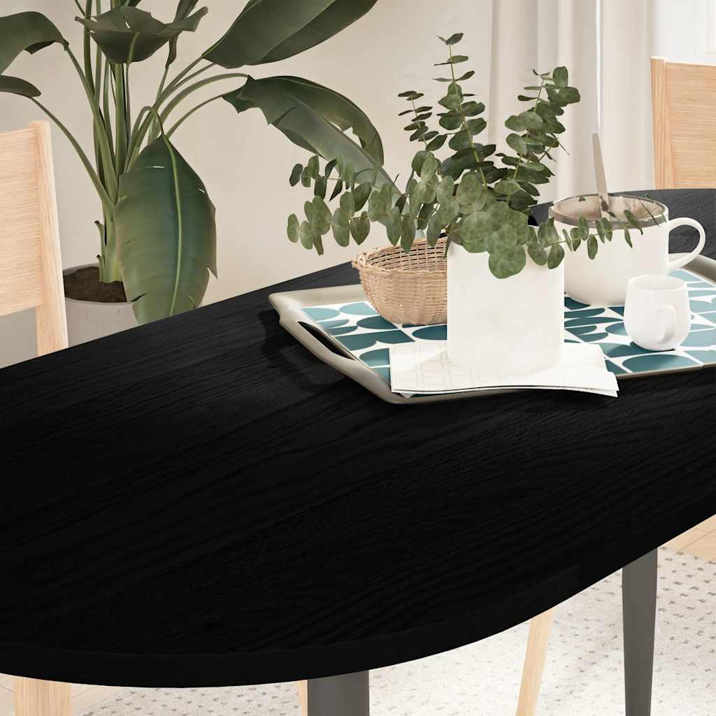 Table Top Dark Brown 140x60x2 cm Solid Wood Oak Oval - Direct Imports