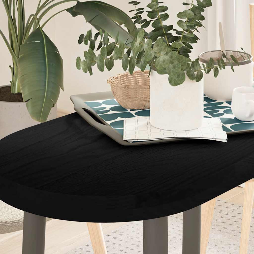 Table Top Dark Brown 80x40x4 cm Solid Wood Oak Oval - All Things Good