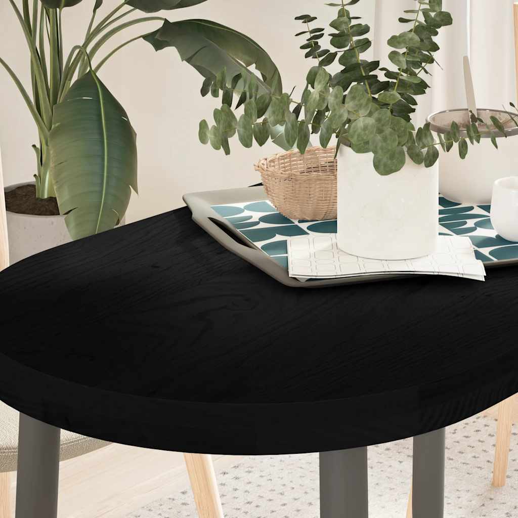 Table Top Dark Brown 100x50x4 cm Solid Wood Oak Oval - Merkel Designers