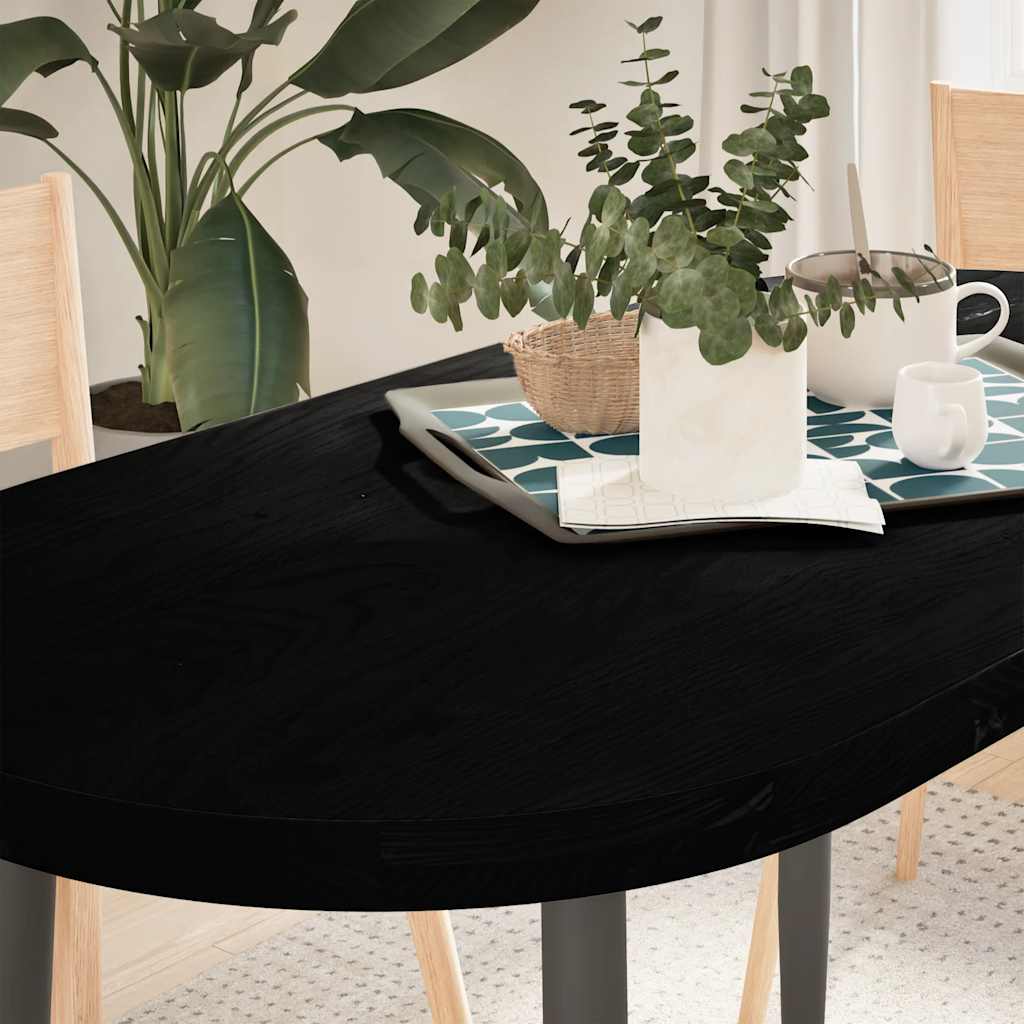 Table Top Dark Brown 120x60x4 cm Solid Wood Oak Oval - The Home Maker