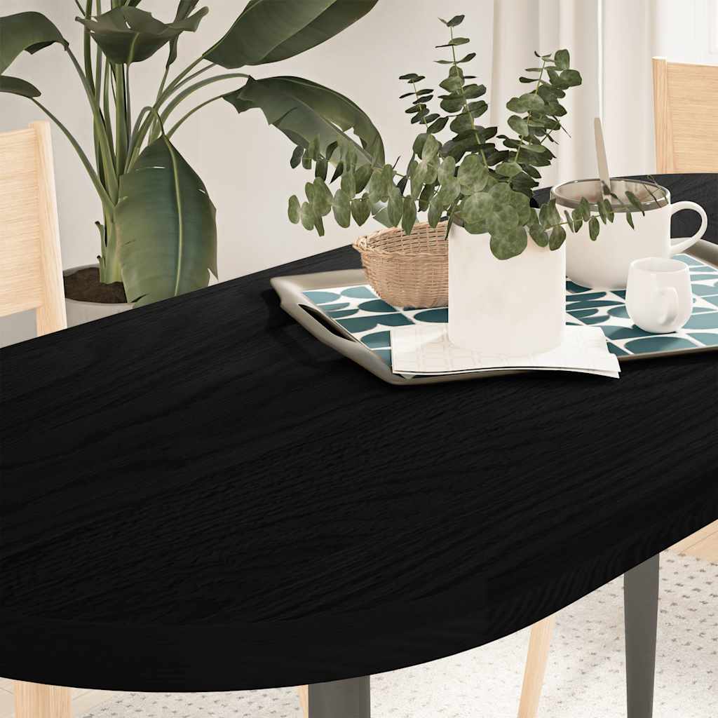 Table Top Dark Brown 140x60x4 cm Solid Wood Oak Oval - The Home Maker