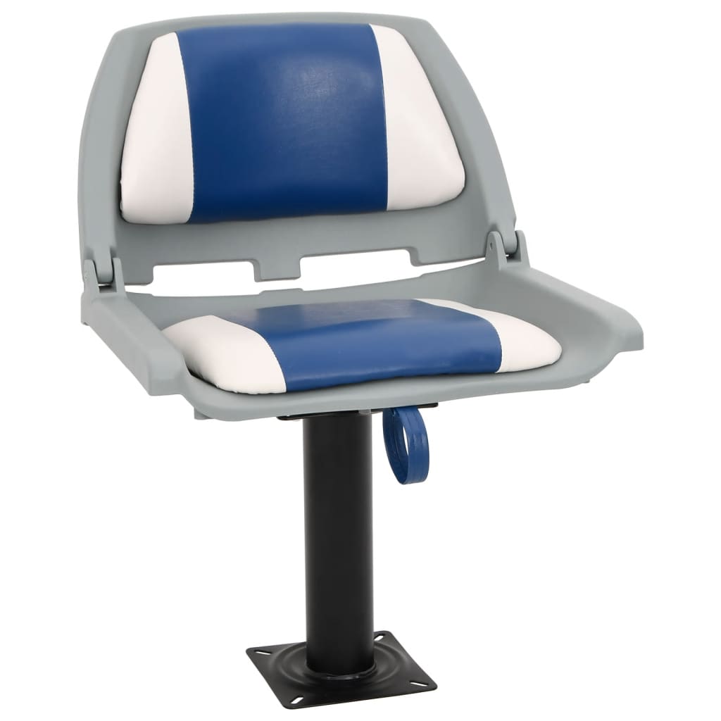 2 Piece Foldable Boat Seat Set Blue and White 48x51x41 cm - Brittle & Co