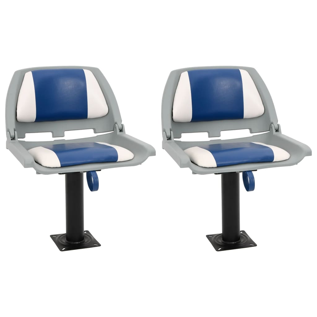4 Piece Foldable Boat Seat Set Blue and White 48x51x41 cm - Brittle & Co
