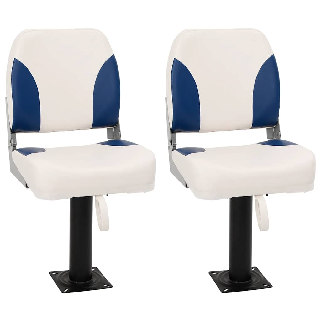 4 Piece Foldable Boat Seat Set Blue and White 41x36x48 cm - Brittle & Co
