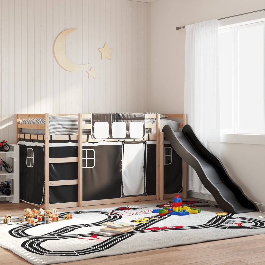 Bunkbed with Slide White and Black 90x200cm - Charlotte Dunes
