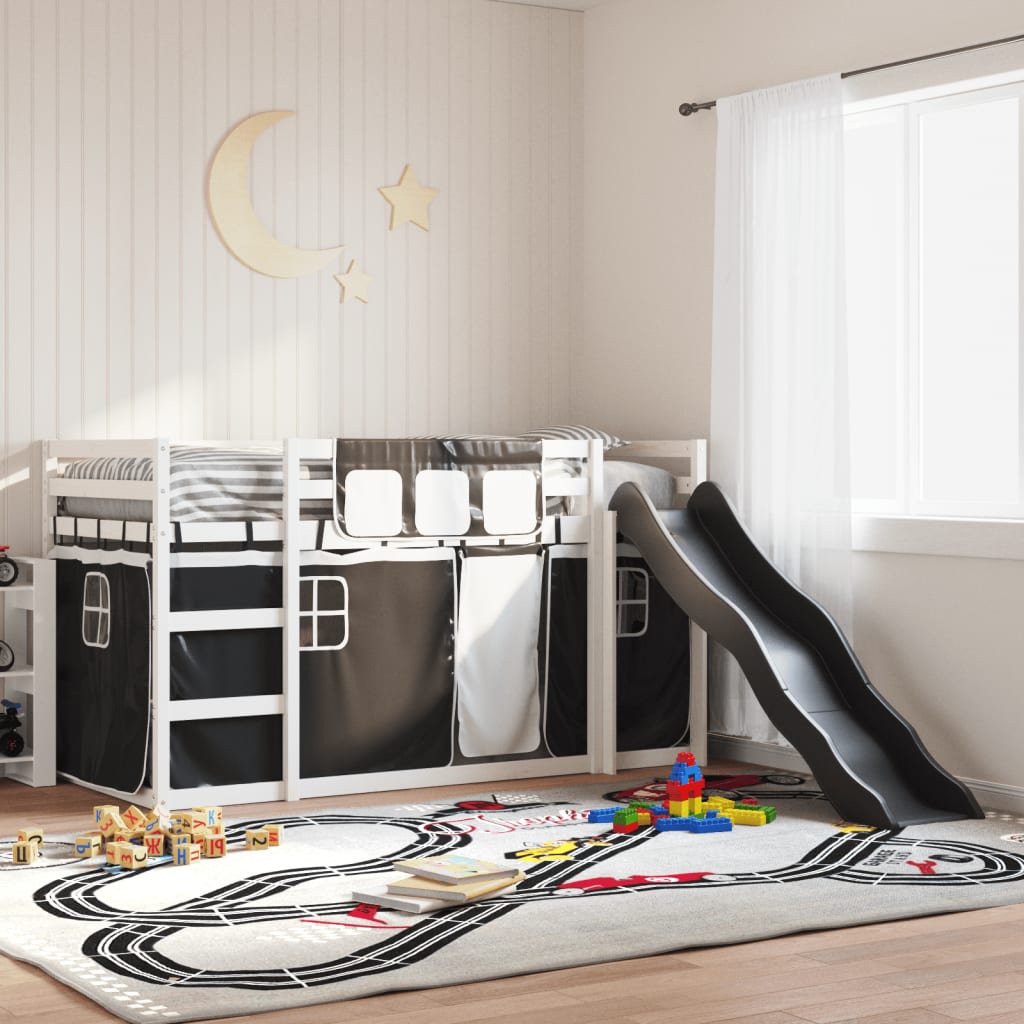 Bunkbed with Slide White and Black 90x200cm - Design Hut