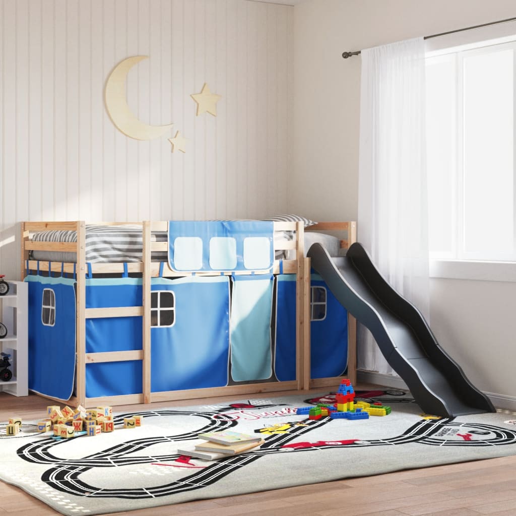 Bunkbed with Slide and Curtains Blue 80x200cm - Millennium Furniture