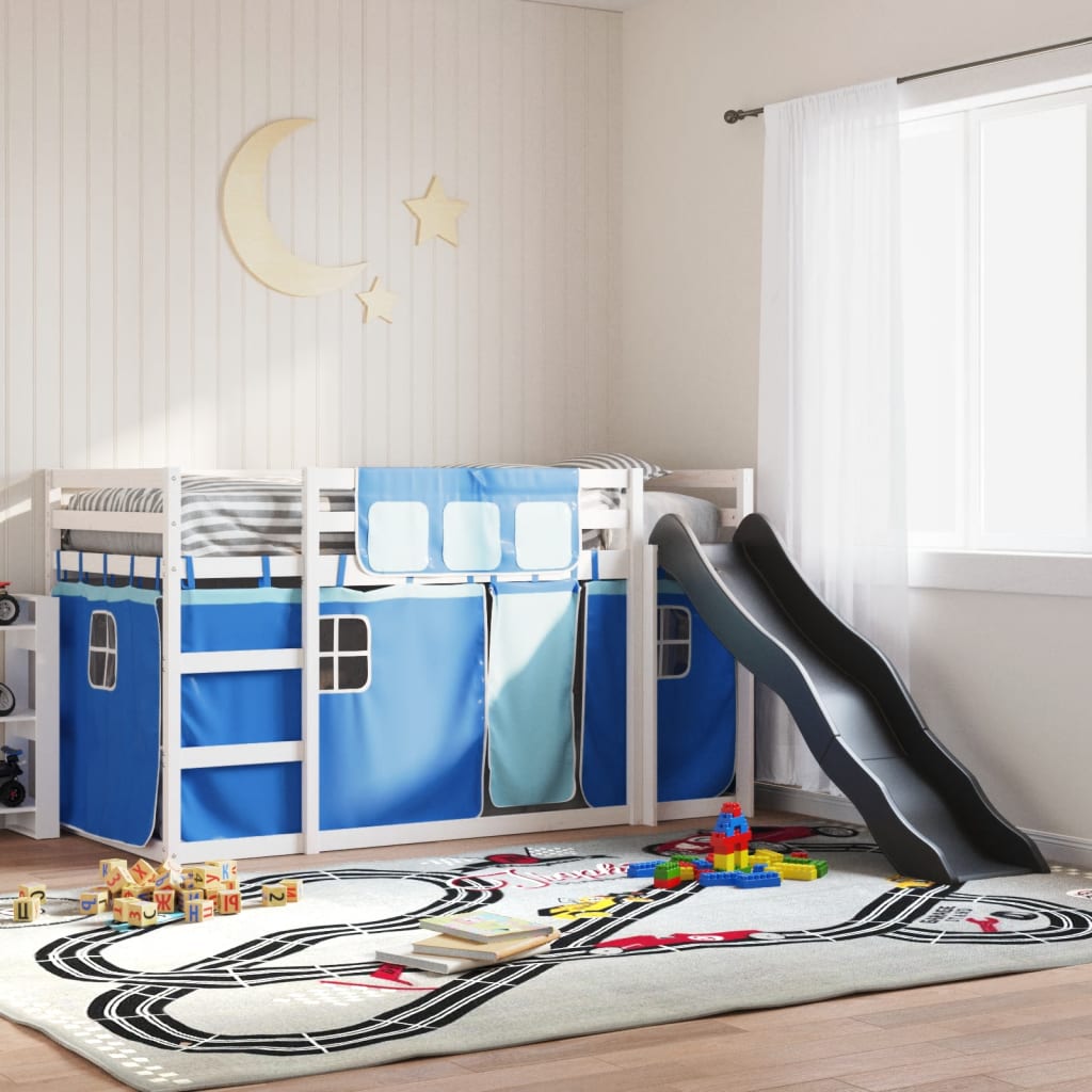 Bunkbed with Slide and Curtains Blue 80x200cm - Sid & Sam
