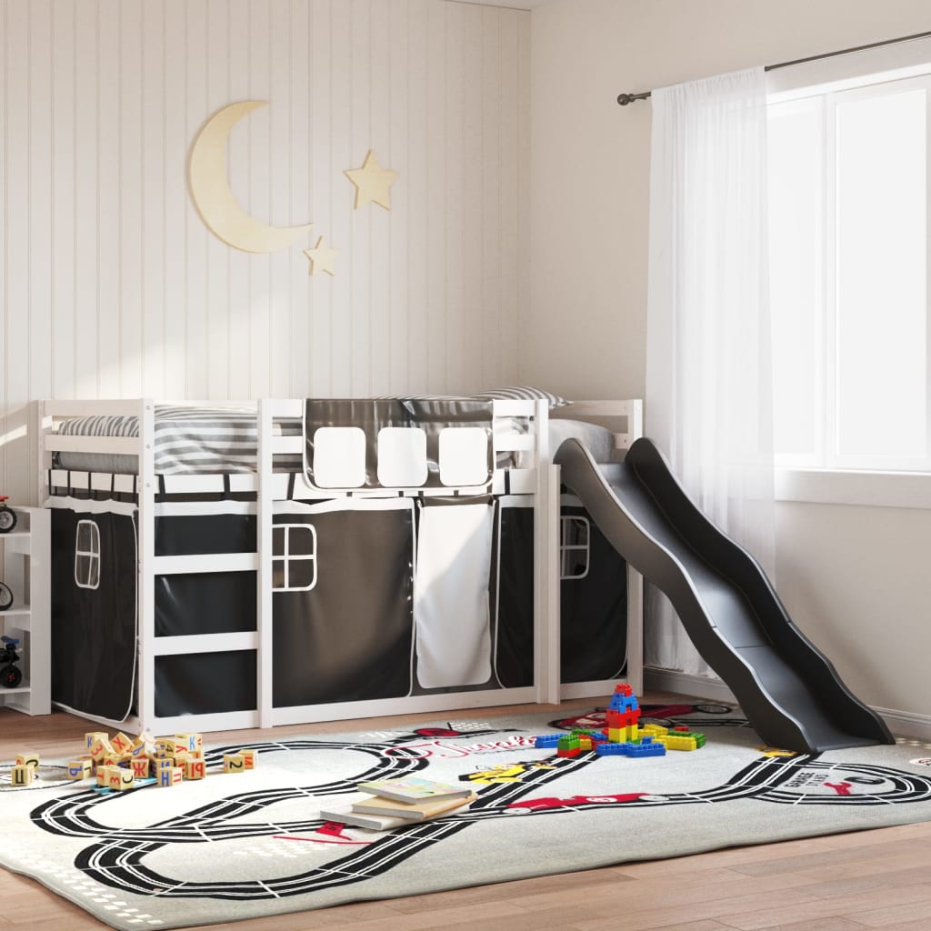 Bunkbed with Slide White and Black 90x190cm Single - Decor Base