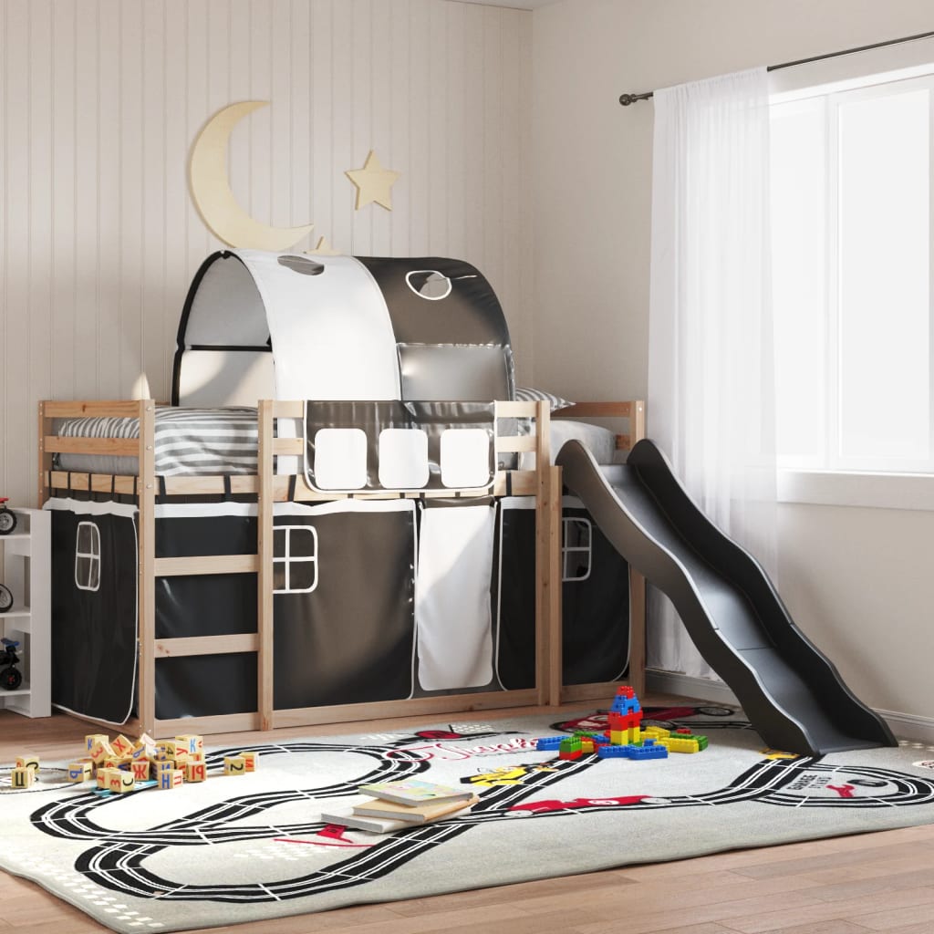 Bunkbed with Slide White and Black 90x200cm - Merlin Deals