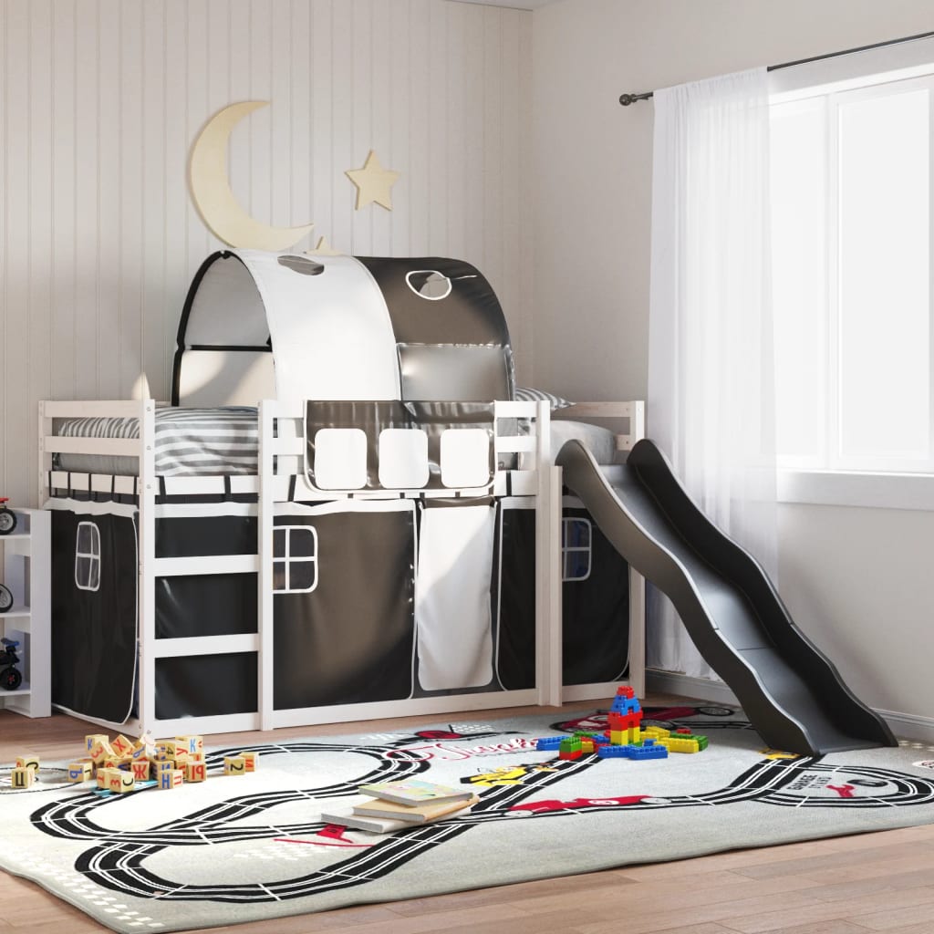 Bunkbed with Slide White and Black 90x200cm - Discount Dealers