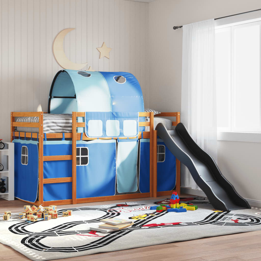 Bunkbed with Slide and Curtains Blue 90x200cm - Sid & Sam