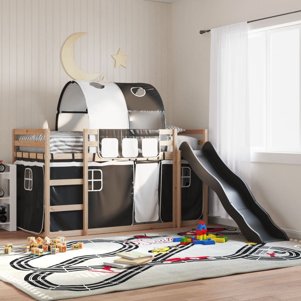 Bunkbed with Slide White and Black 80x200cm - Design Hut