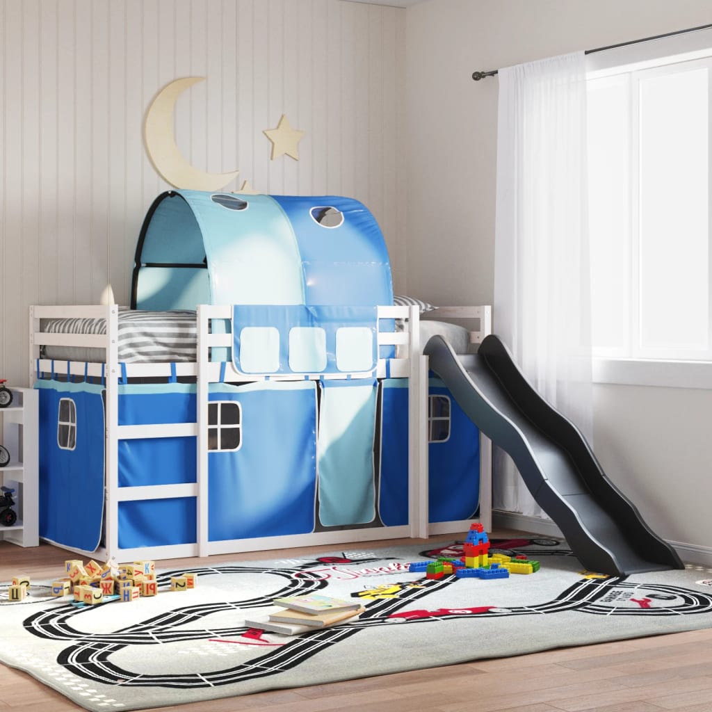 Bunkbed with Slide and Curtains Blue 90x190cm Single - Tyrell & Tyrell