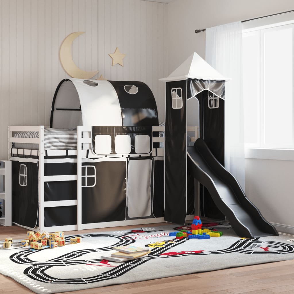 Bunkbed with Slide White and Black 80x200cm - Brittle & Co