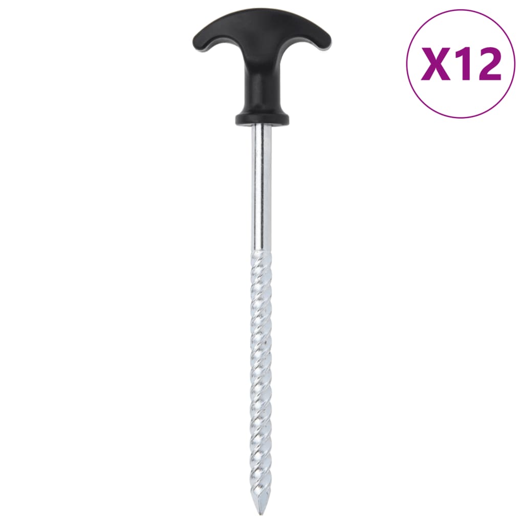 Tent Pegs 12 pcs 17 cm 7 mm Galvanised Steel - All Things Good