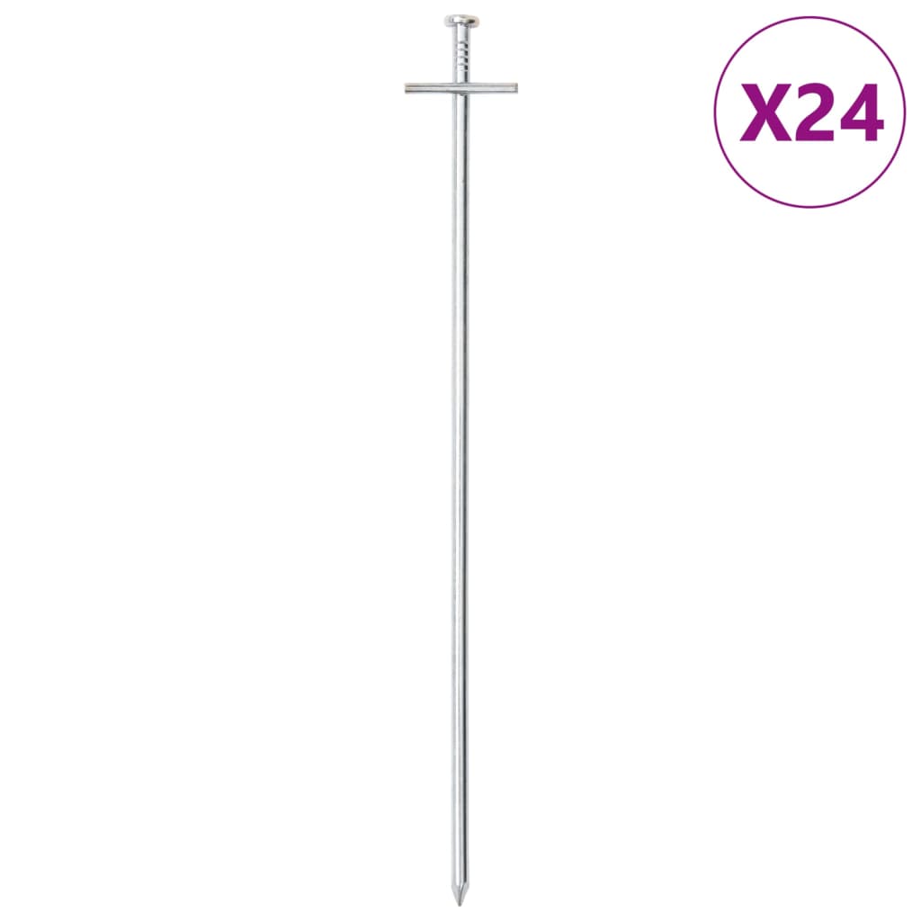 Tent Pegs 24 pcs 29.5 cm 6 mm Galvanised Steel - Casper Homes