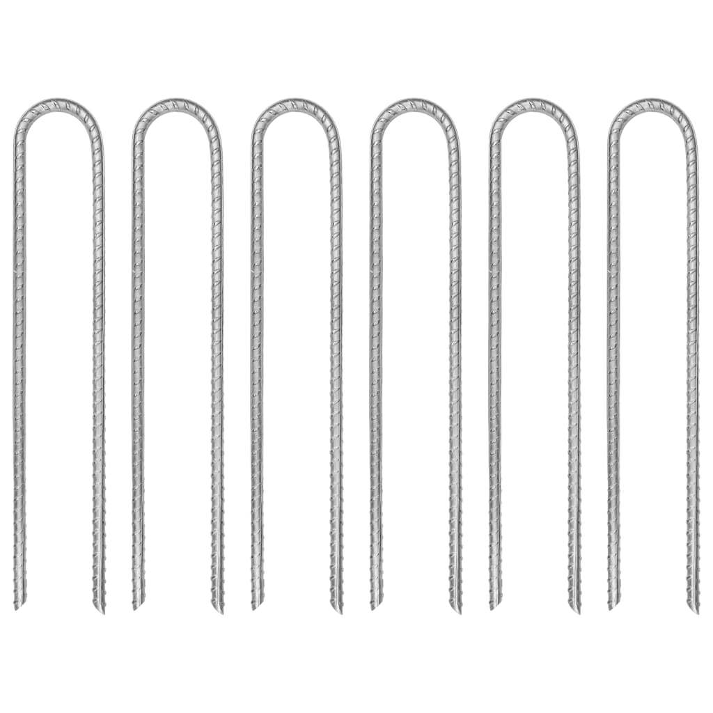 Tent Pegs 6 pcs U-shaped 30 cm 7 mm Galvanised Steel - Casper Homes