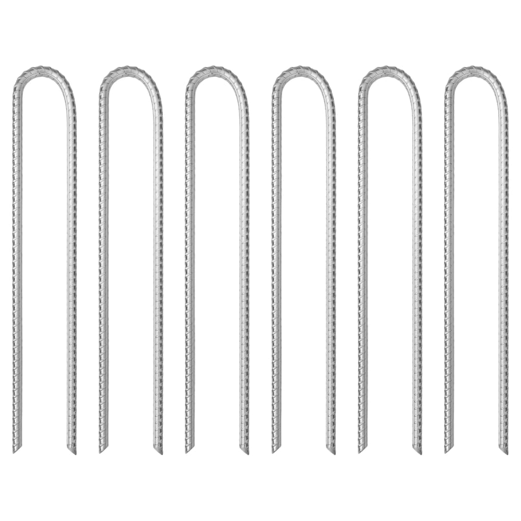 Tent Pegs 6 pcs U-shaped 37 cm 10 mm Galvanised Steel - Casper Homes
