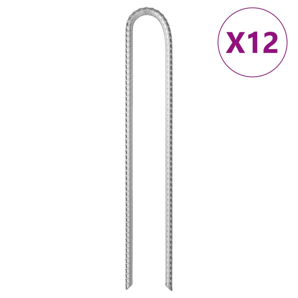 Tent Pegs 12 pcs U-shaped 37 cm 10 mm Galvanised Steel - Casper Homes
