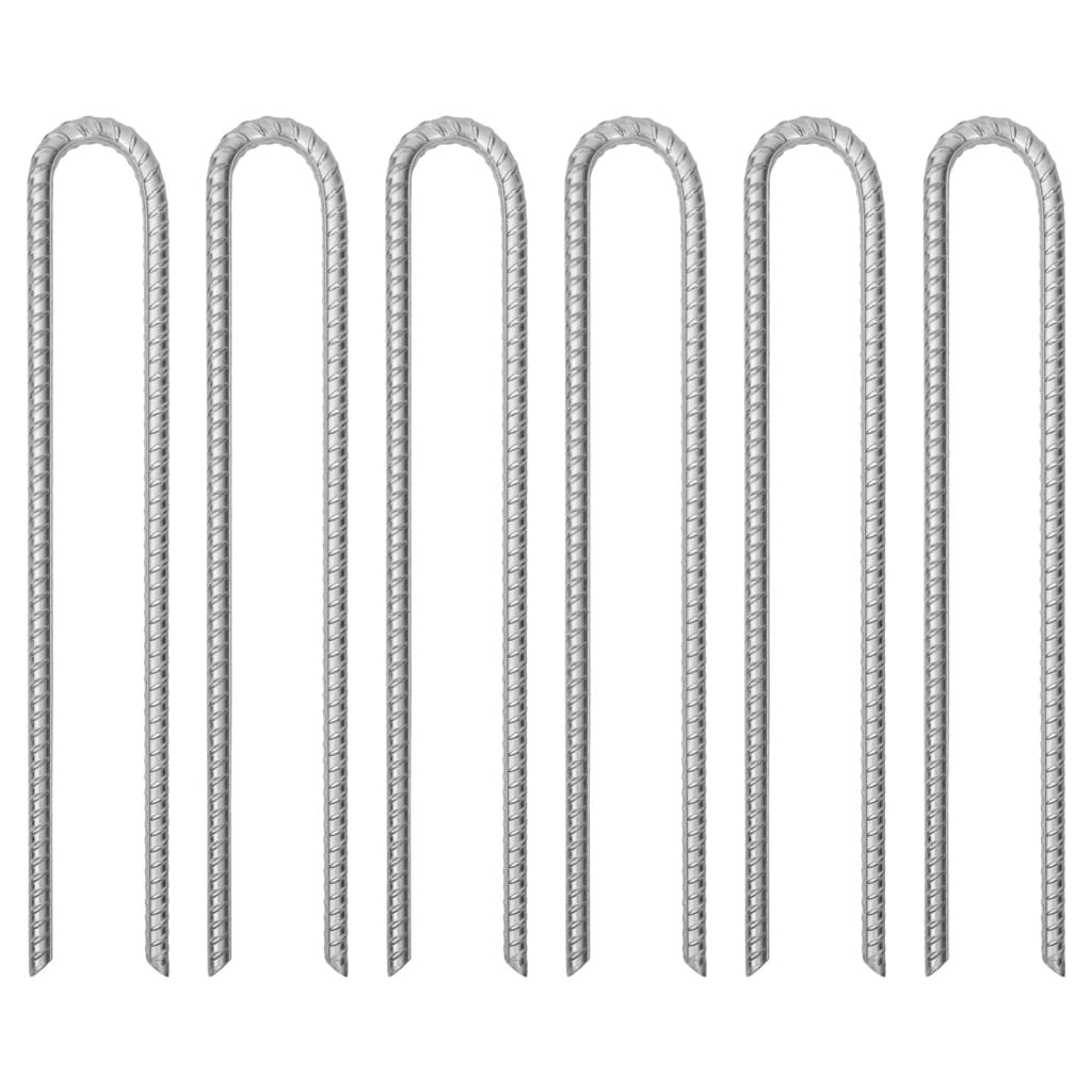 Tent Pegs 6 pcs U-shaped 41.5 cm 12 mm Galvanised Steel - Casper Homes