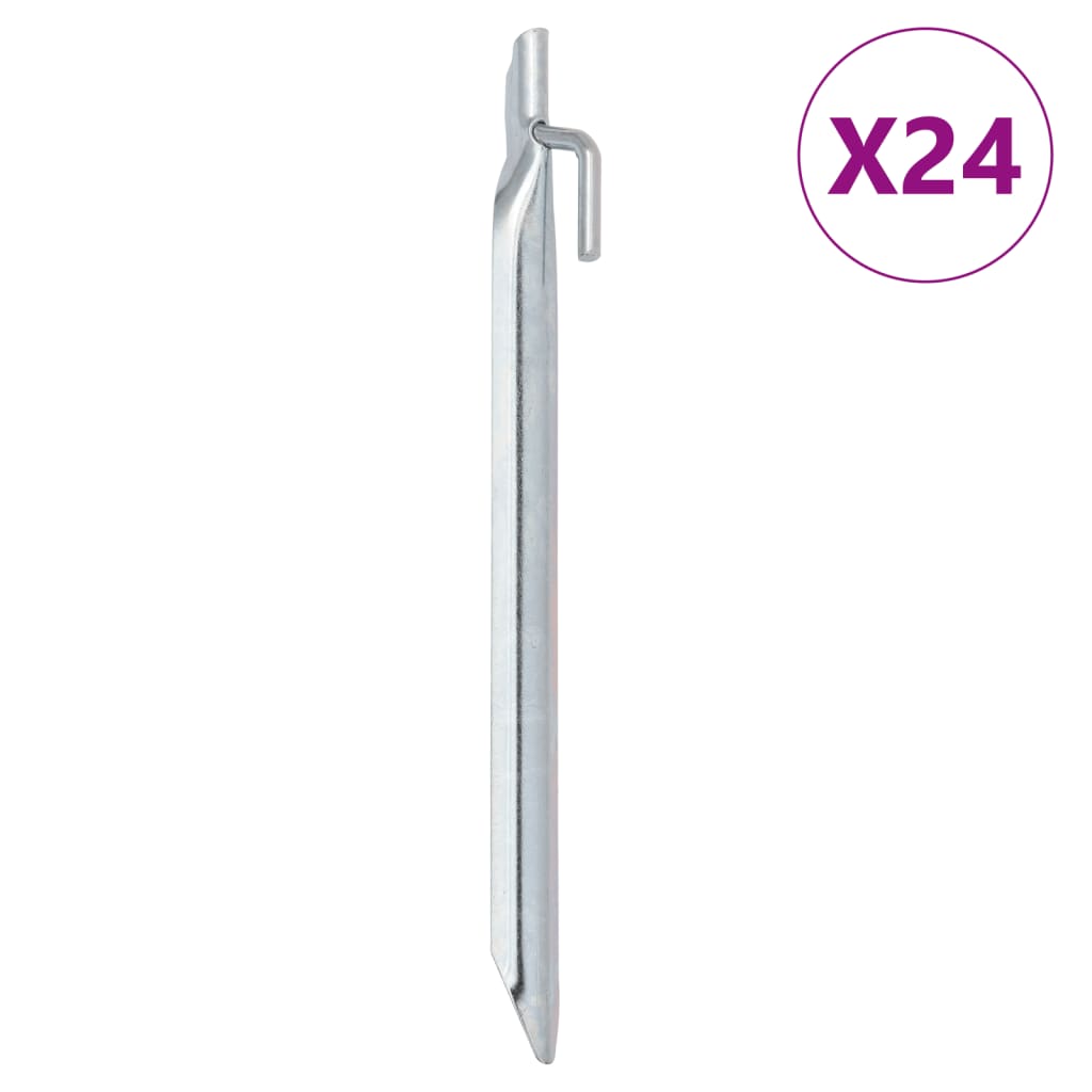Tent Pegs 24 pcs V-shaped 24 cm 20 mm Galvanised Steel - All Things Good