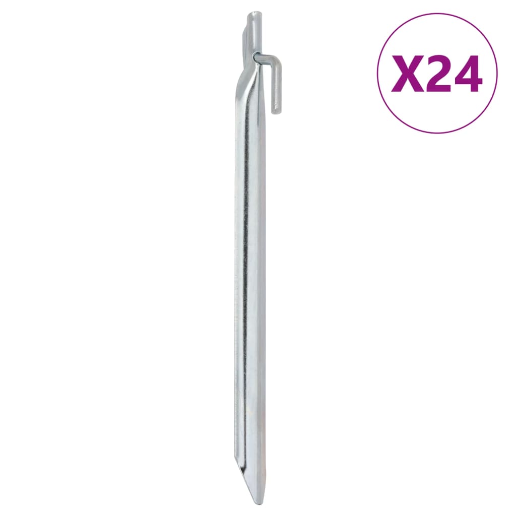 Tent Pegs 24 pcs V-shaped 25 cm 20 mm Galvanised Steel - Direct Imports