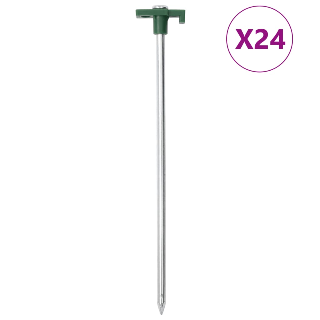 Tent Pegs 24 pcs 25 cm 7 mm Galvanised Steel and PP - Casper Homes