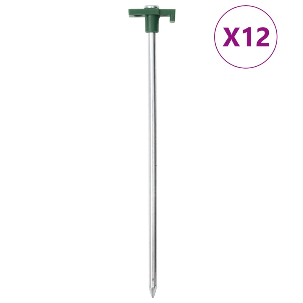 Tent Pegs 12 pcs 25 cm 7 mm Galvanised Steel and PP - Casper Homes