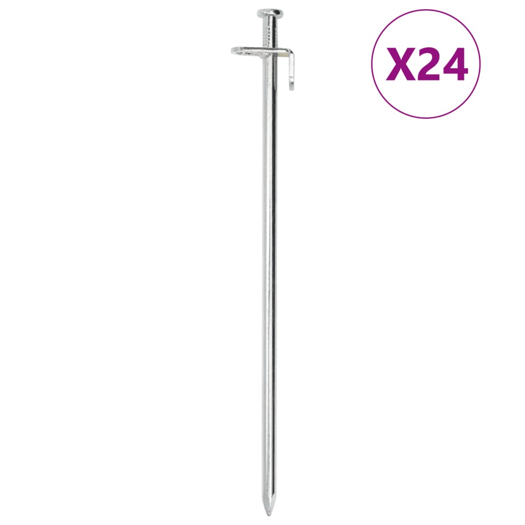 Tent Pegs 24 pcs 30 cm 8 mm Galvanised Steel - Casper Homes