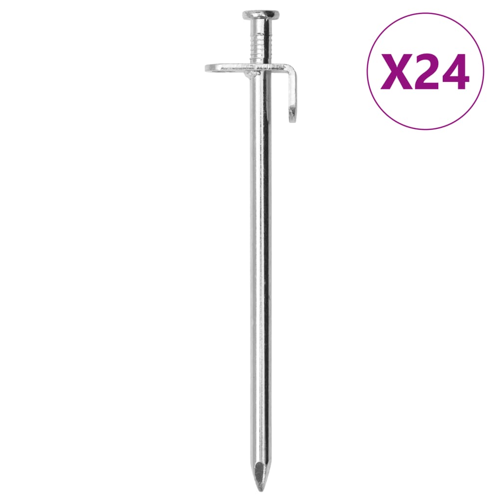 Tent Pegs 24 pcs 19.5 cm 8 mm Galvanised Steel - All Things Good