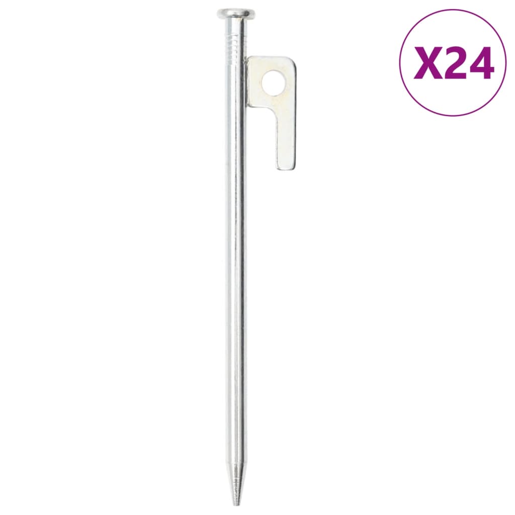 Tent Pegs 24 pcs 20 cm 9 mm Galvanised Steel - All Things Good