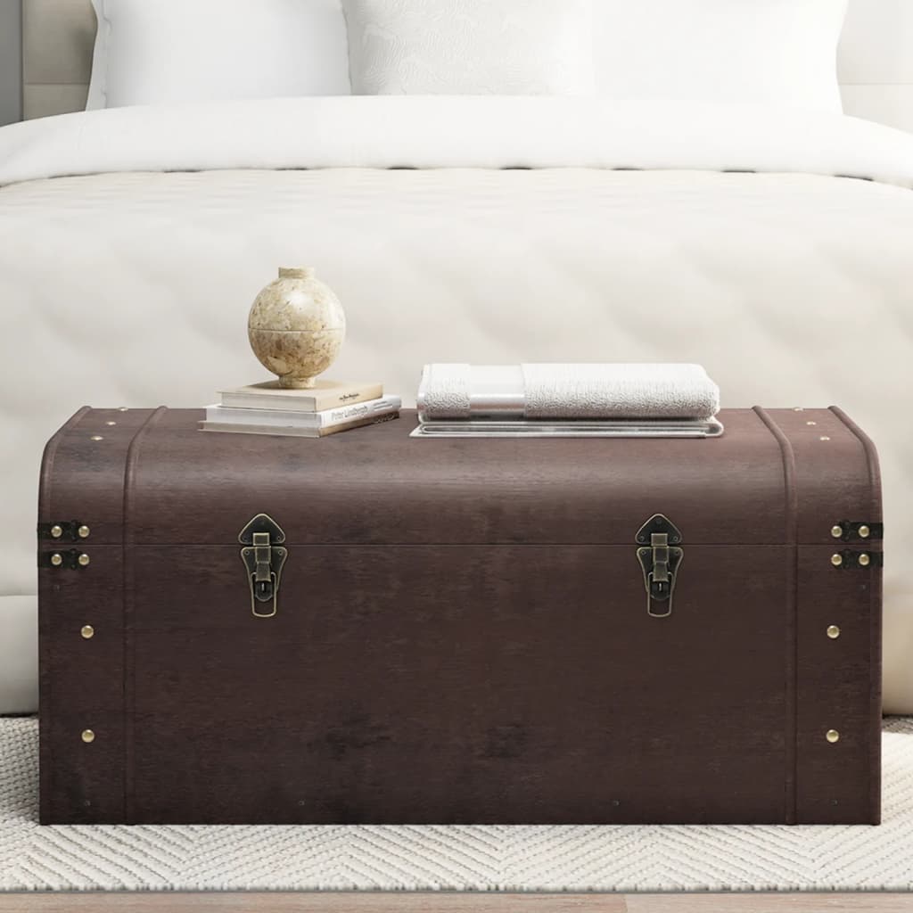 Treasure Chest with Latches Dark Brown 90x50x39.5 cm Plywood - Design Hut