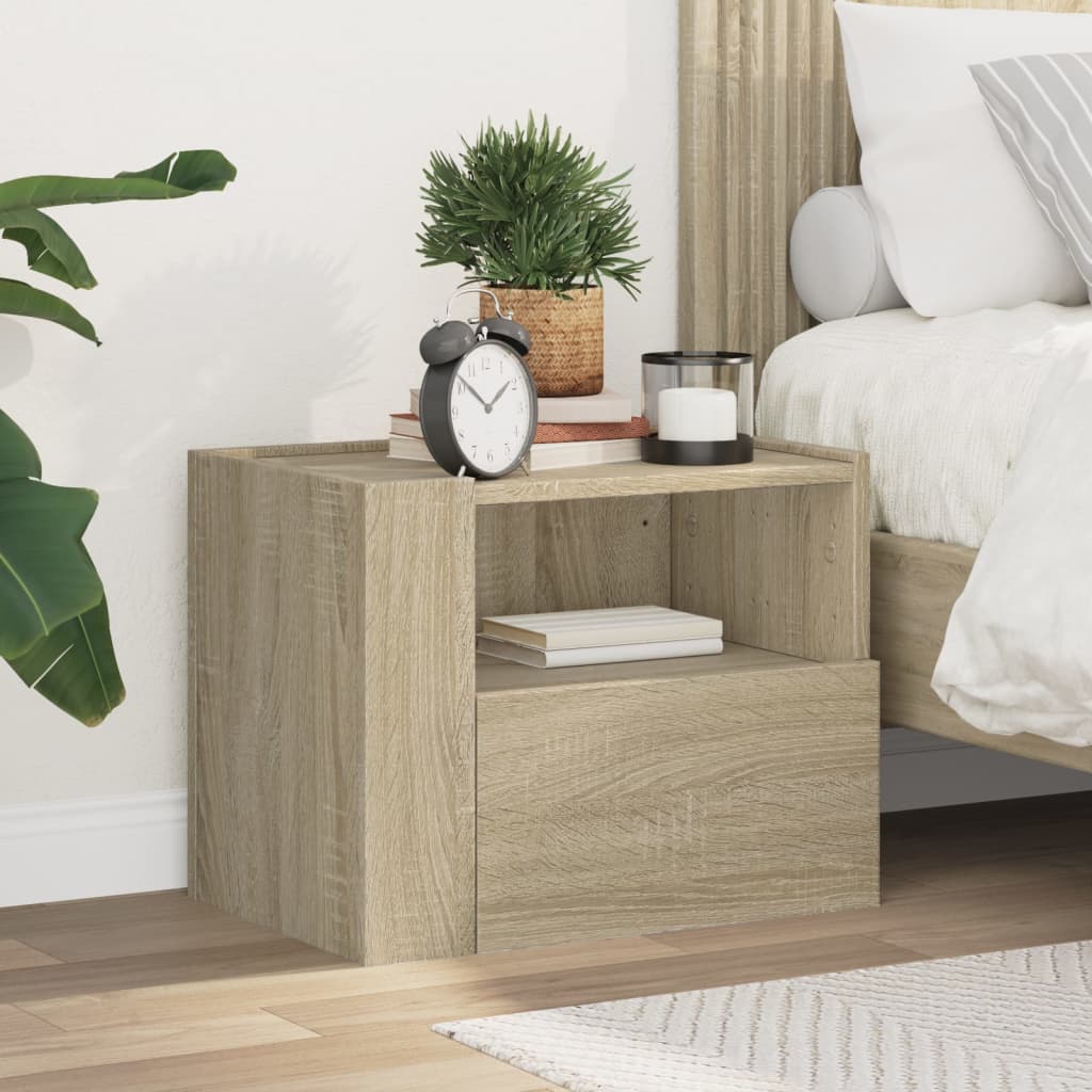 Wall-mounted Bedside Cabinet Sonoma Oak 45x30x35 cm - vid-848315 - Design Hut