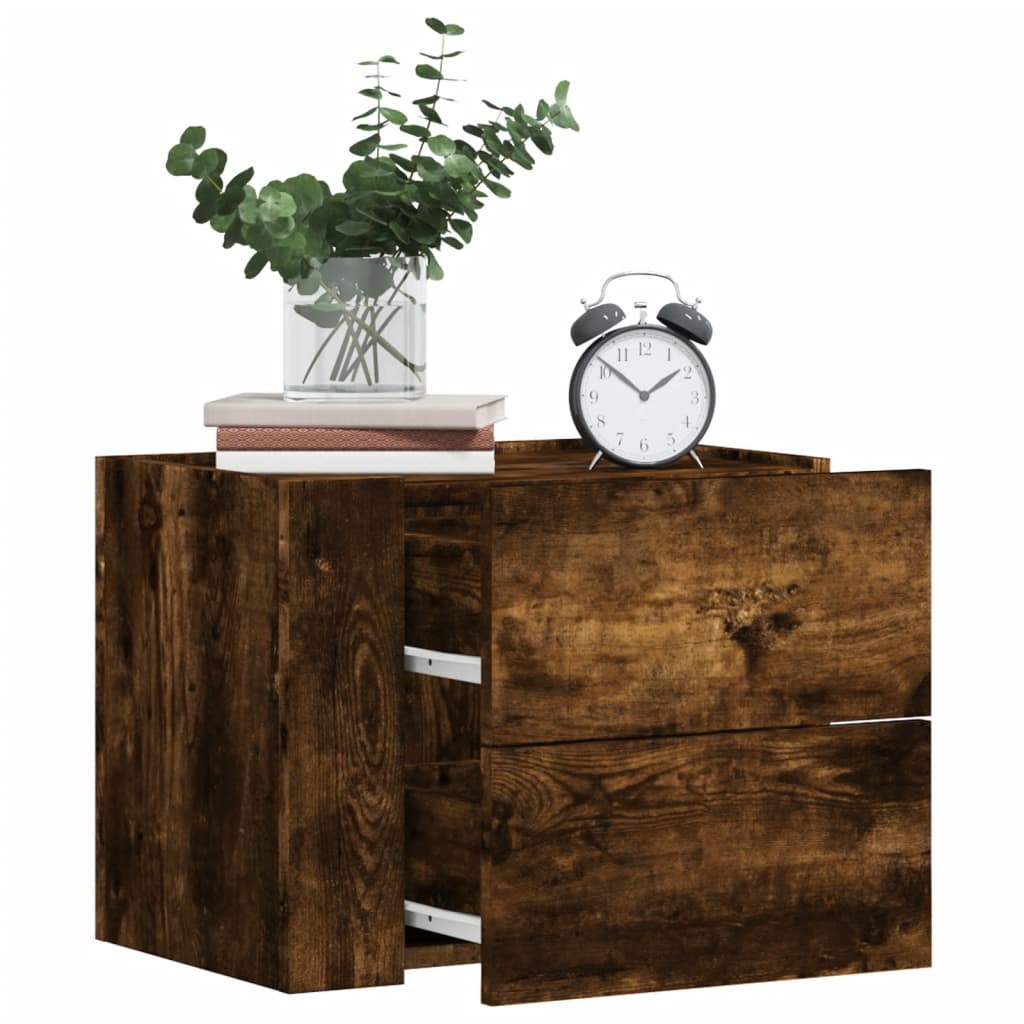Wall-mounted Bedside Cabinet Smoked Oak 45x30x35 cm - vid-848333 - Design Hut