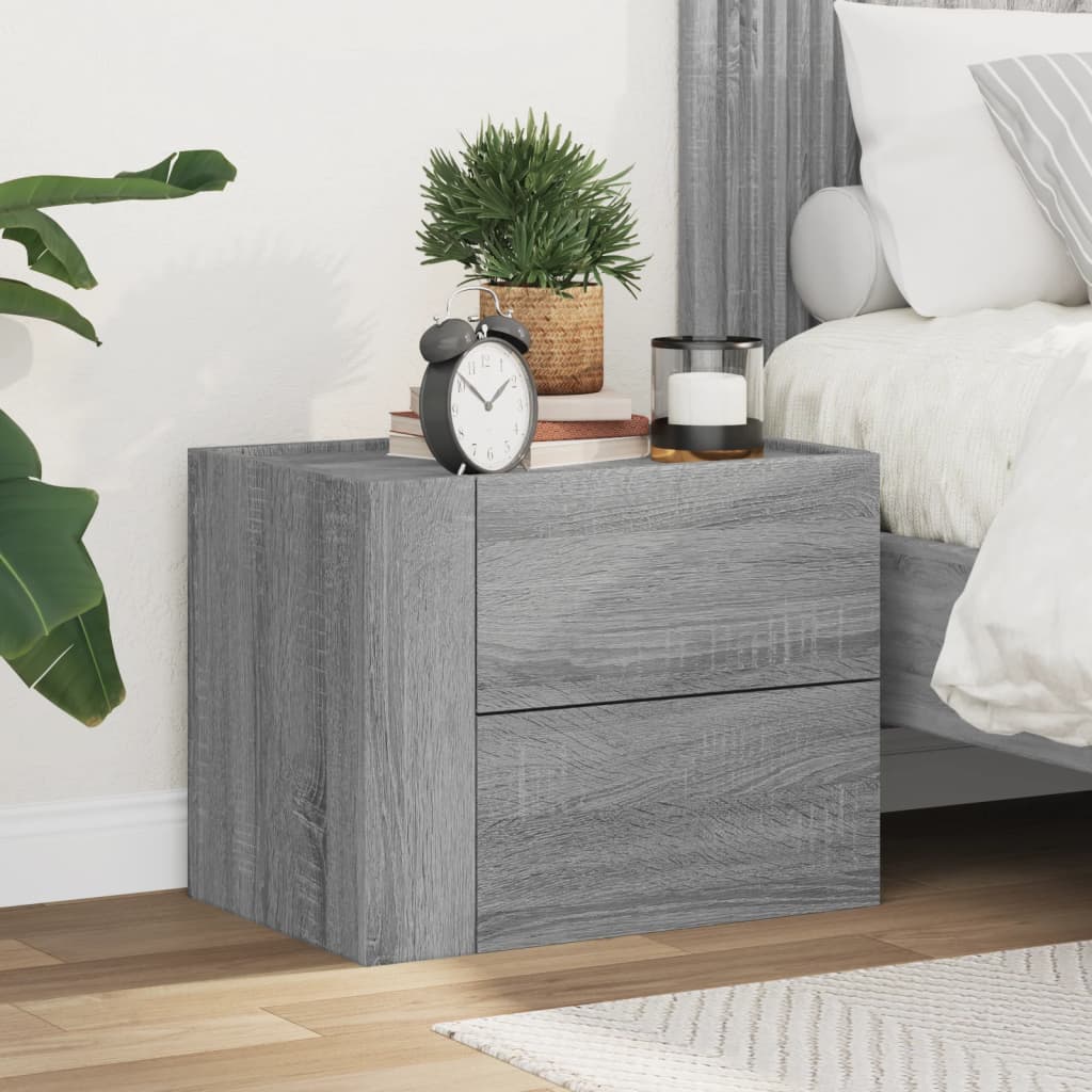 Wall-mounted Bedside Cabinet Grey Sonoma 45x30x35 cm - vid-848335 - Design Hut