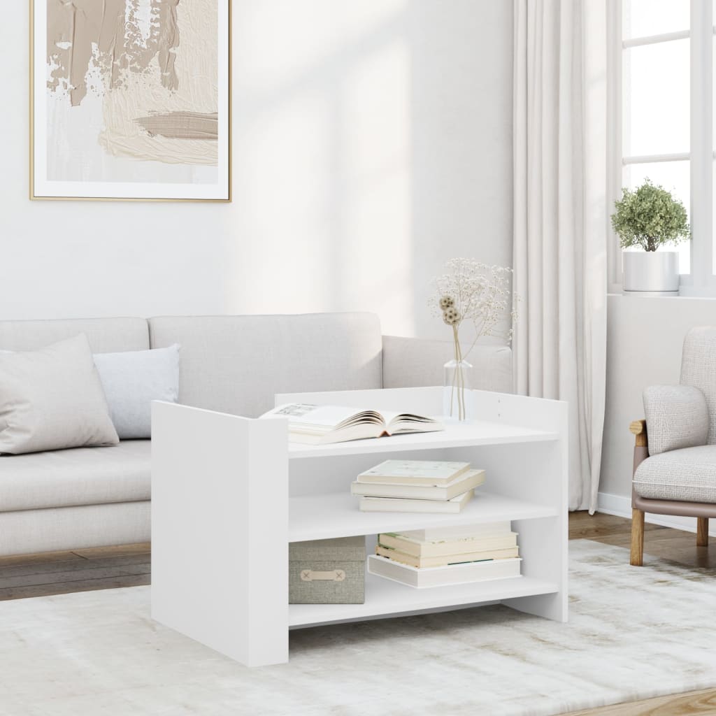 Coffee Table White 80x50x50 cm Engineered Wood - vid-848339 - Discount Dealers