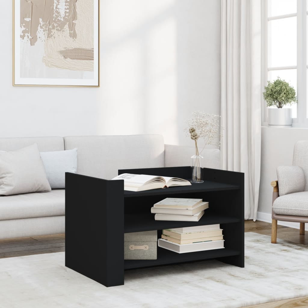 Coffee Table Black 80x50x50 cm Engineered Wood - vid-848340 - Discount Dealers