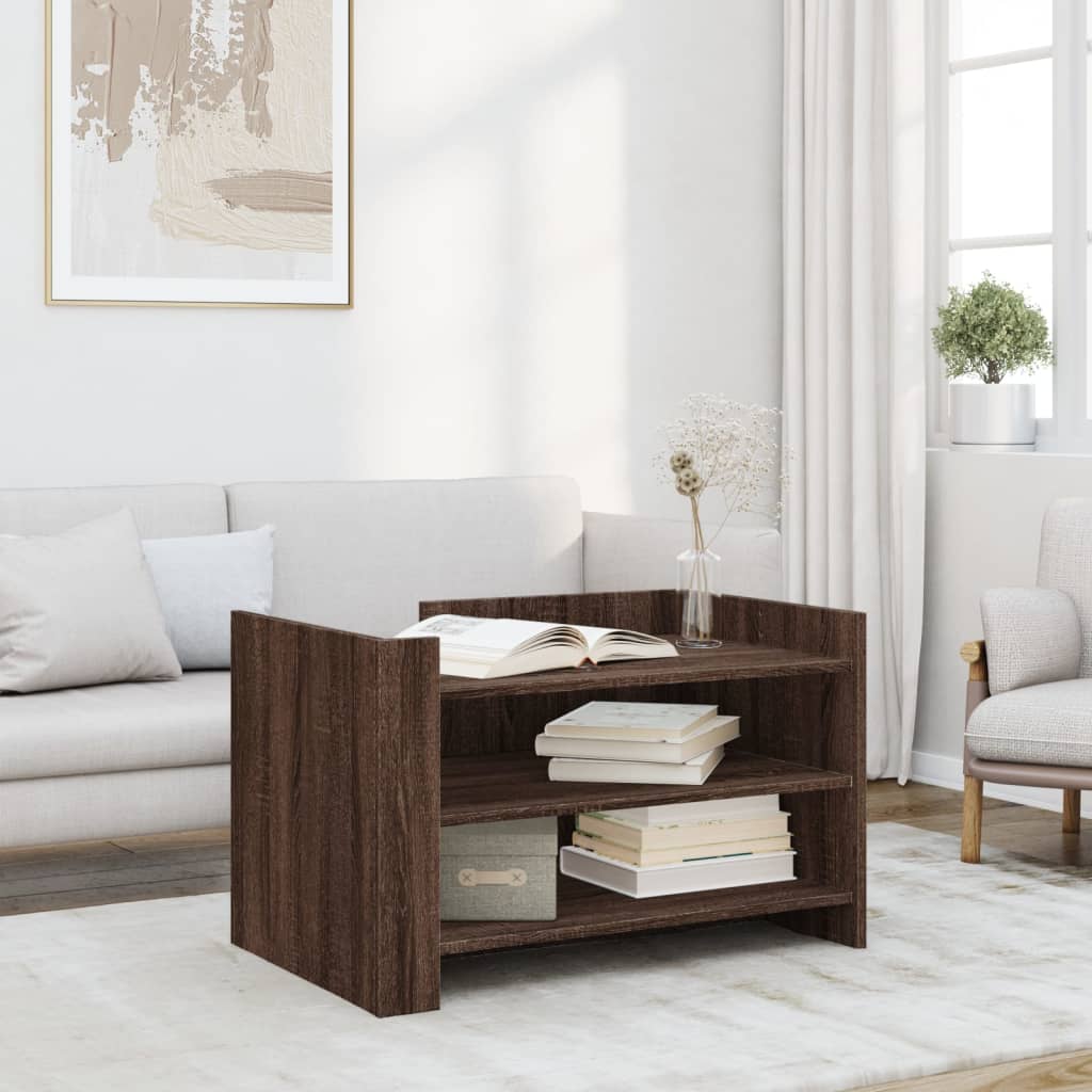 Coffee Table Brown Oak 80x50x50 cm Engineered Wood - vid-848345 - Discount Dealers