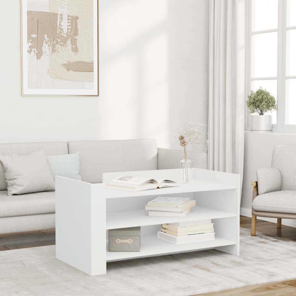 Coffee Table White 100x50x50 cm Engineered Wood - vid-848346 - Discount Dealers