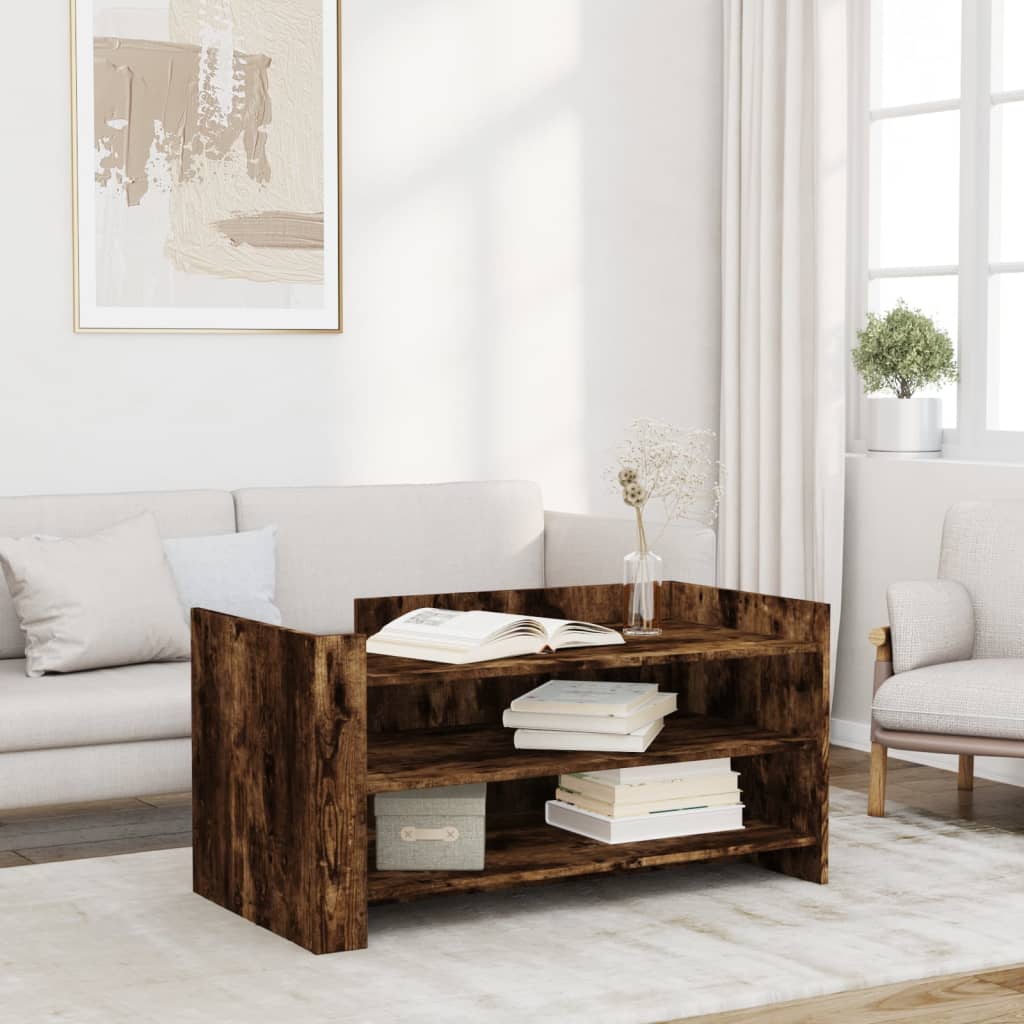 Coffee Table Smoked Oak 100x50x50 cm Engineered Wood - vid-848350 - Discount Dealers